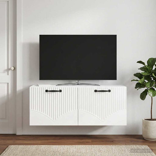 Mobile Porta TV da Muro Bianco Lucido 78,5 x 31 x 30 cm