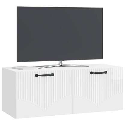 Mobile Porta TV da Muro Bianco Lucido 78,5 x 31 x 30 cm
