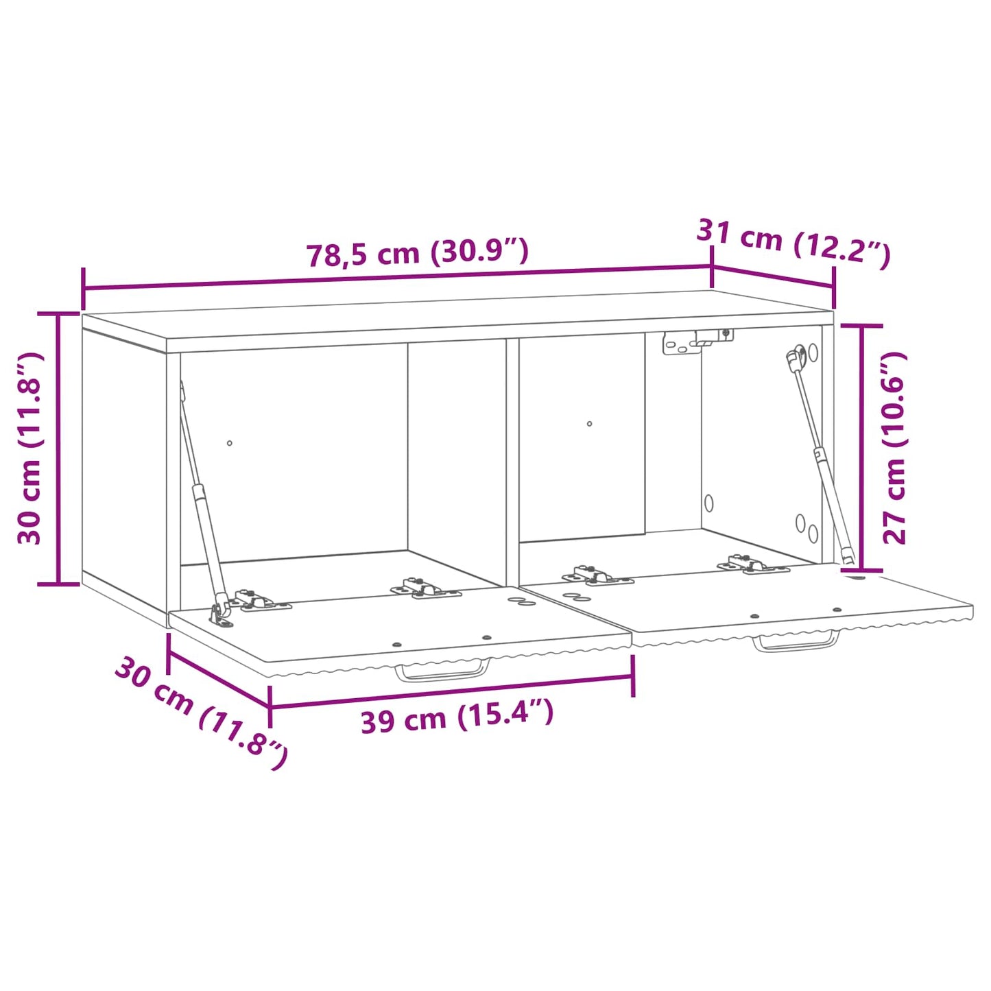 Mobile Porta TV da Muro Rovere Artigianale 78,5 x 31 x 30 cm | homemem39