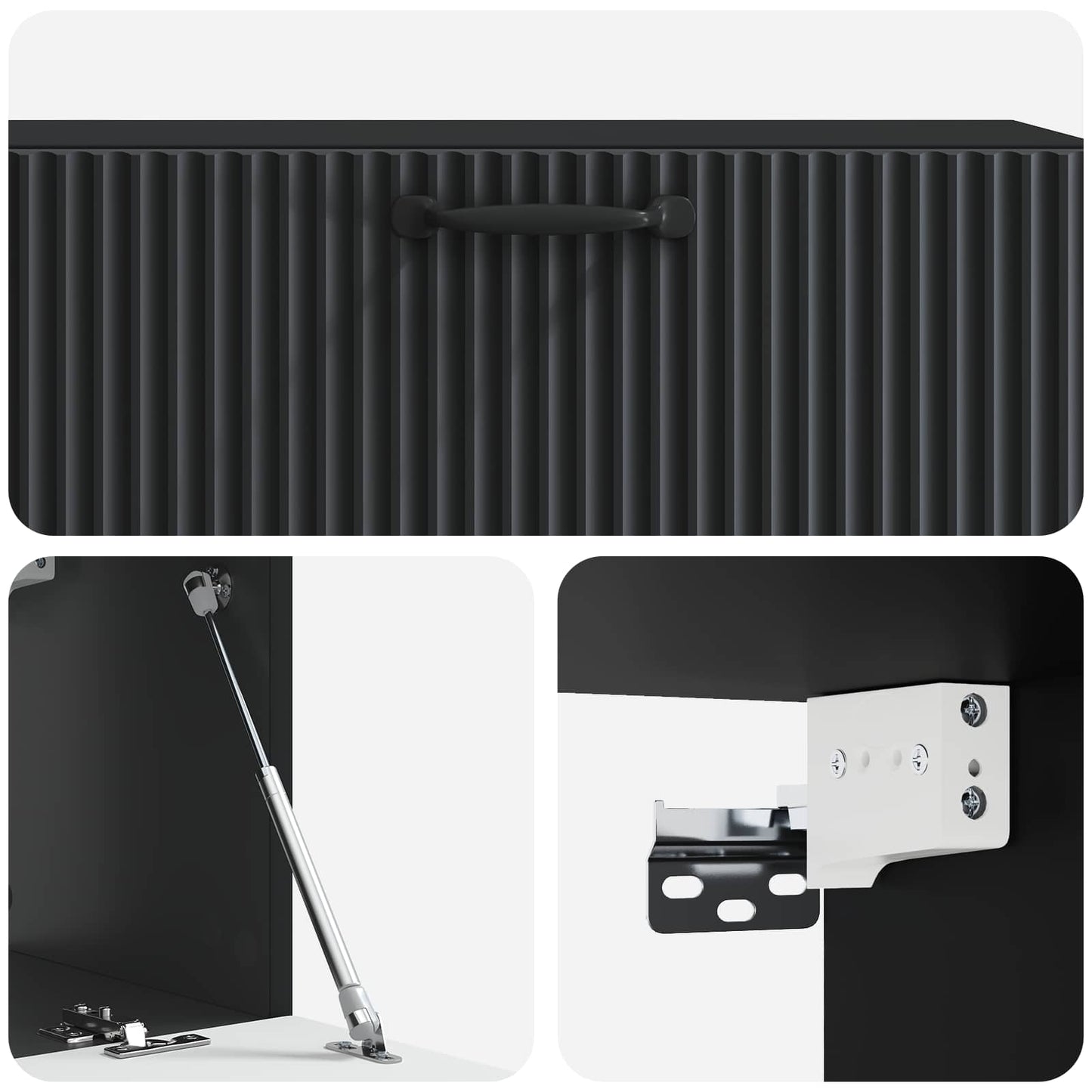 Mobile Porta TV da Muro Montaggio a parete Nero 98 x 31 x 30 cm