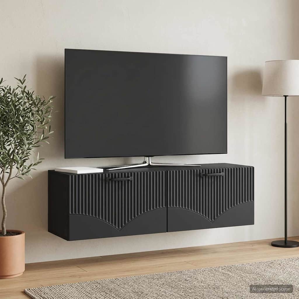 Mobile Porta TV da Muro Montaggio a parete Nero 98 x 31 x 30 cm