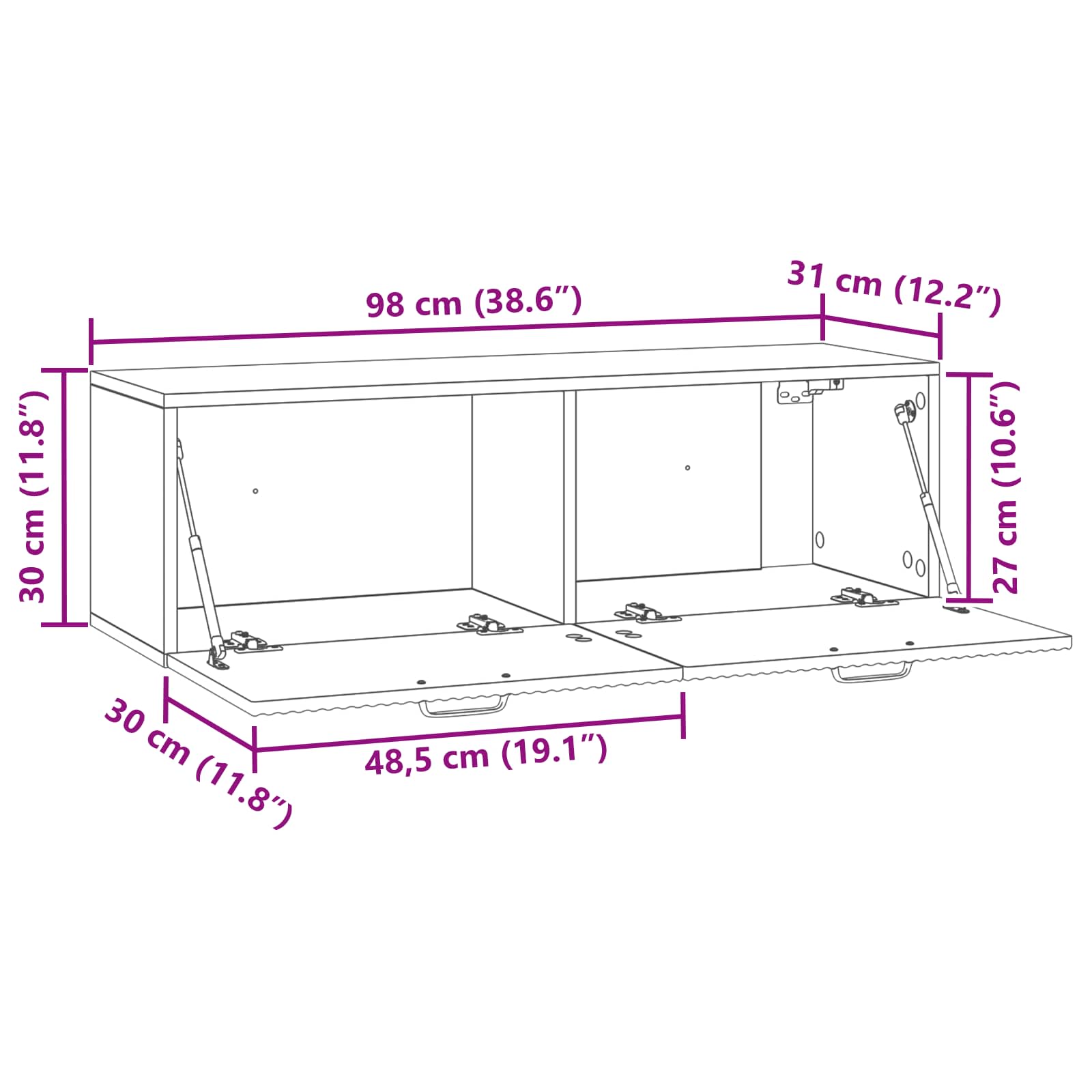 Mobile Porta TV da Muro Rovere Sonoma 98 x 31 x 30 cm | homemem39