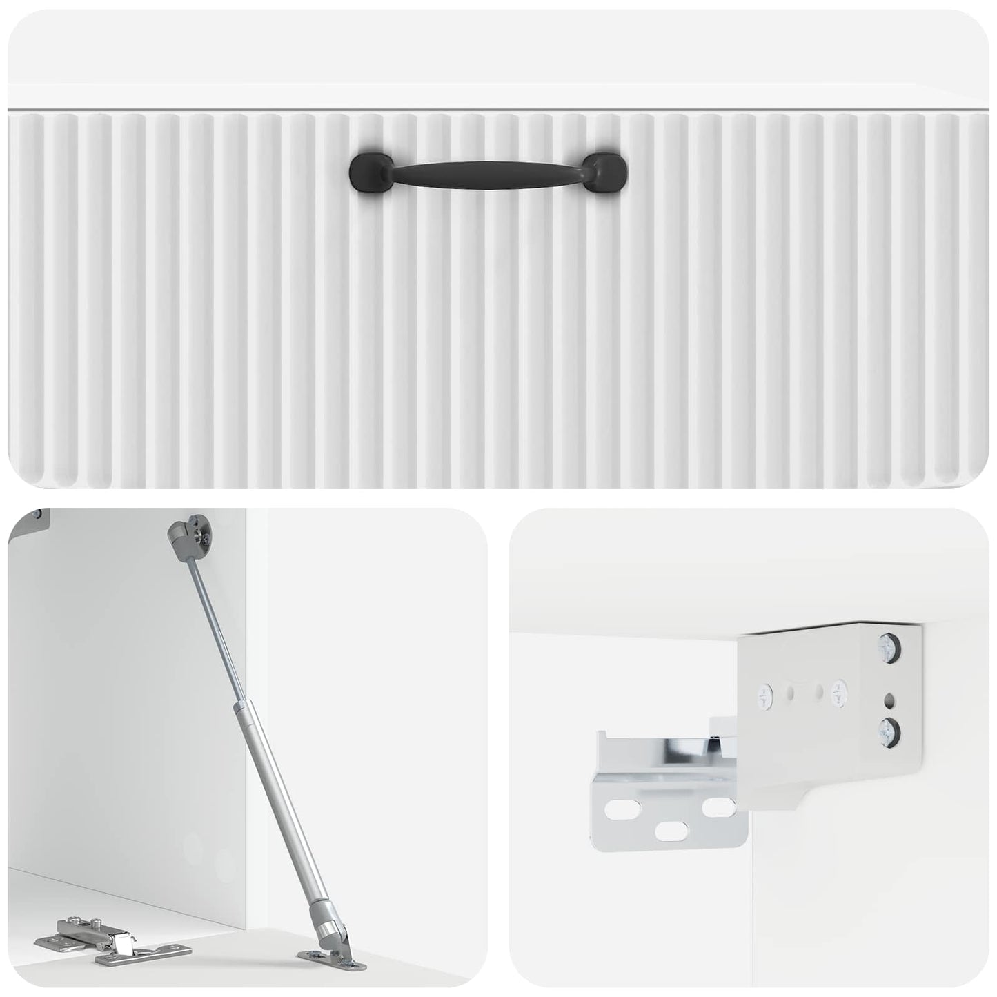 Mobile Porta TV da Muro Bianco Lucido 98 x 31 x 30 cm | homemem39