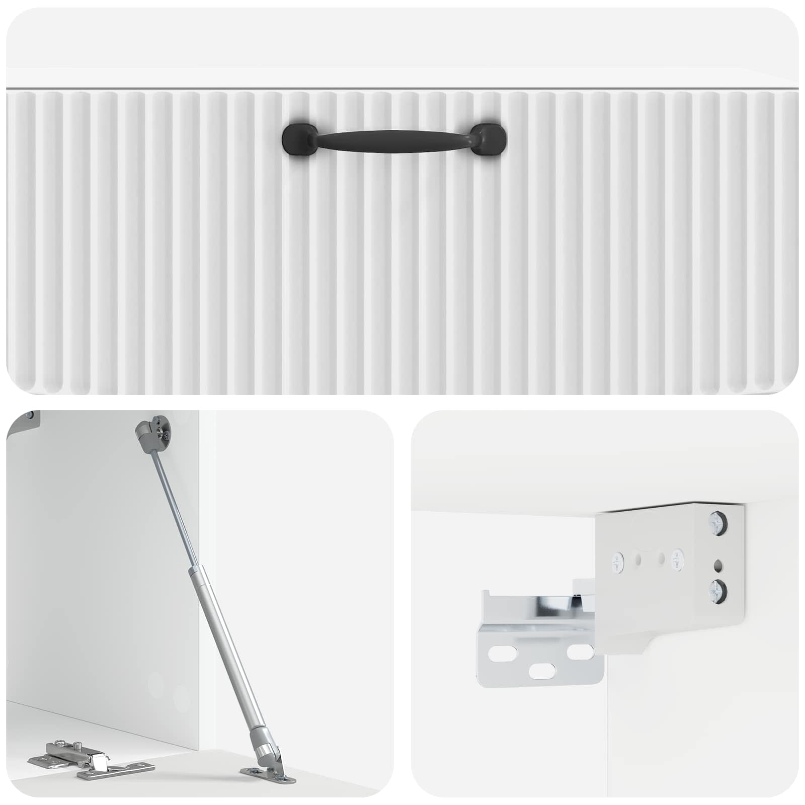 Mobile Porta TV da Muro Bianco Lucido 98 x 31 x 30 cm | homemem39
