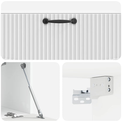 Mobile Porta TV da Muro Bianco Lucido 98 x 31 x 30 cm | homemem39
