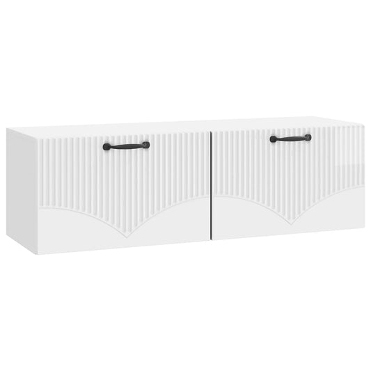 Mobile Porta TV da Muro Bianco Lucido 98 x 31 x 30 cm