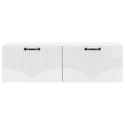 Mobile Porta TV da Muro Bianco Lucido 98 x 31 x 30 cm | homemem39