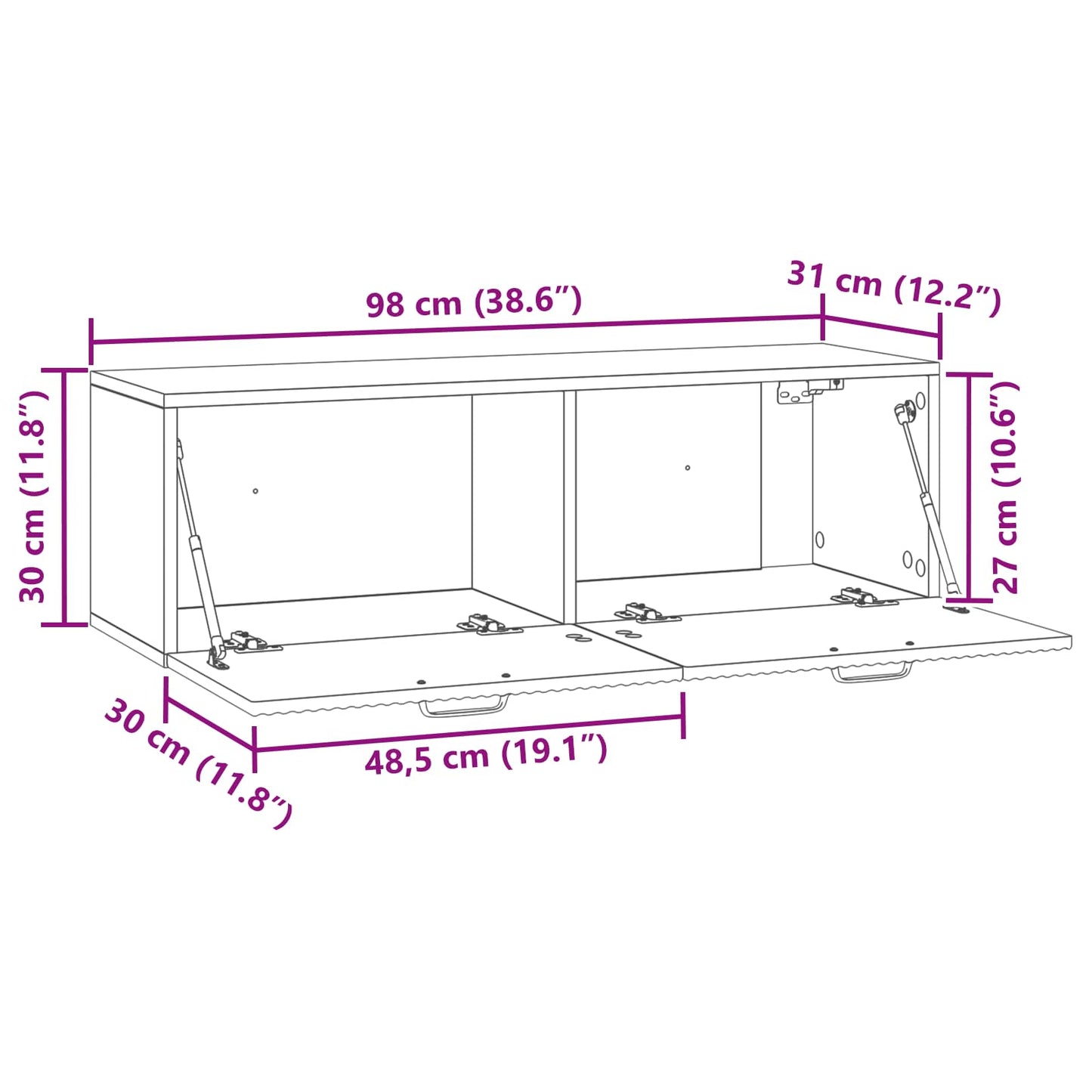 Mobile Porta TV da Muro Rovere Artigianale 98 x 31 x 30 cm | homemem39