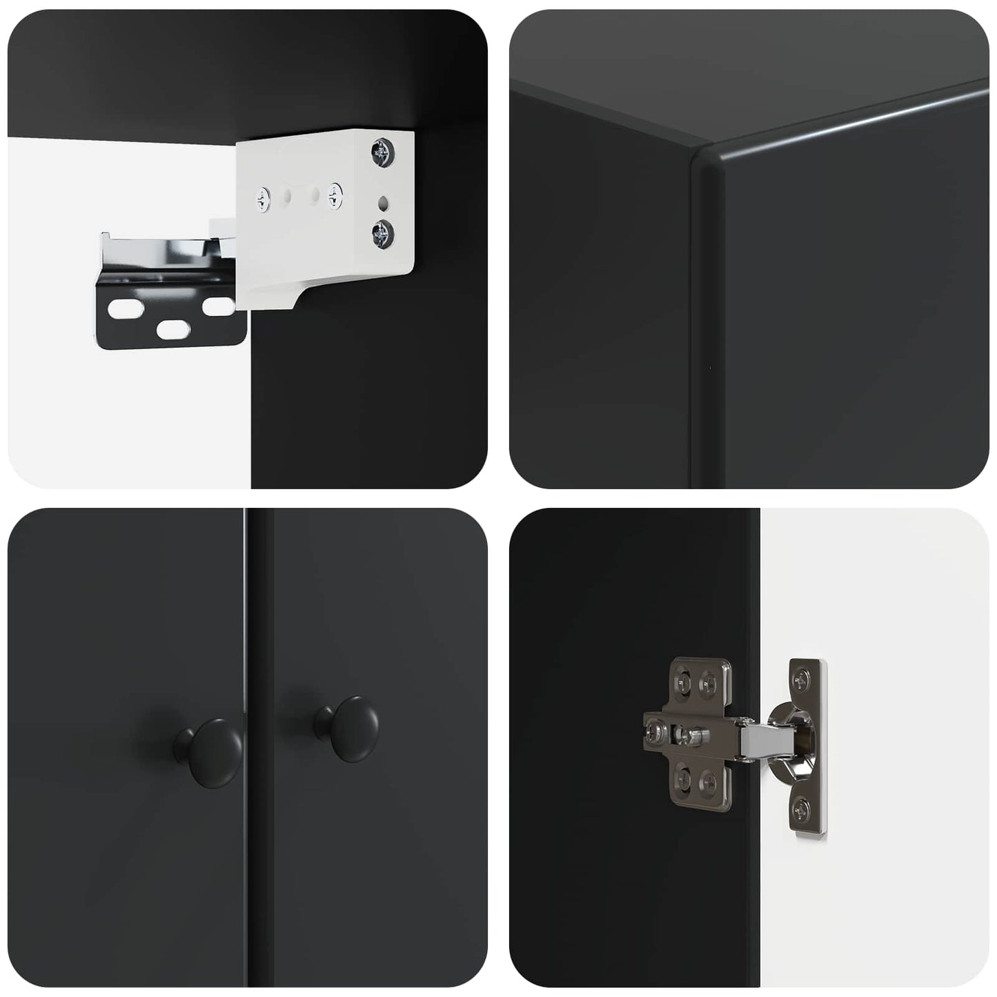 Mobiletto a muro Nero 66 x 34,5 x 90 cm Legno ingegnerizzato | homemem39