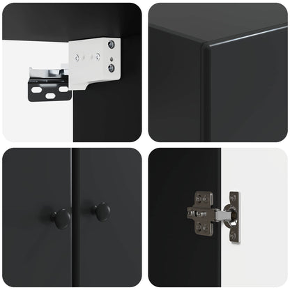 Mobiletto a muro Nero 66 x 34,5 x 90 cm Legno ingegnerizzato | homemem39