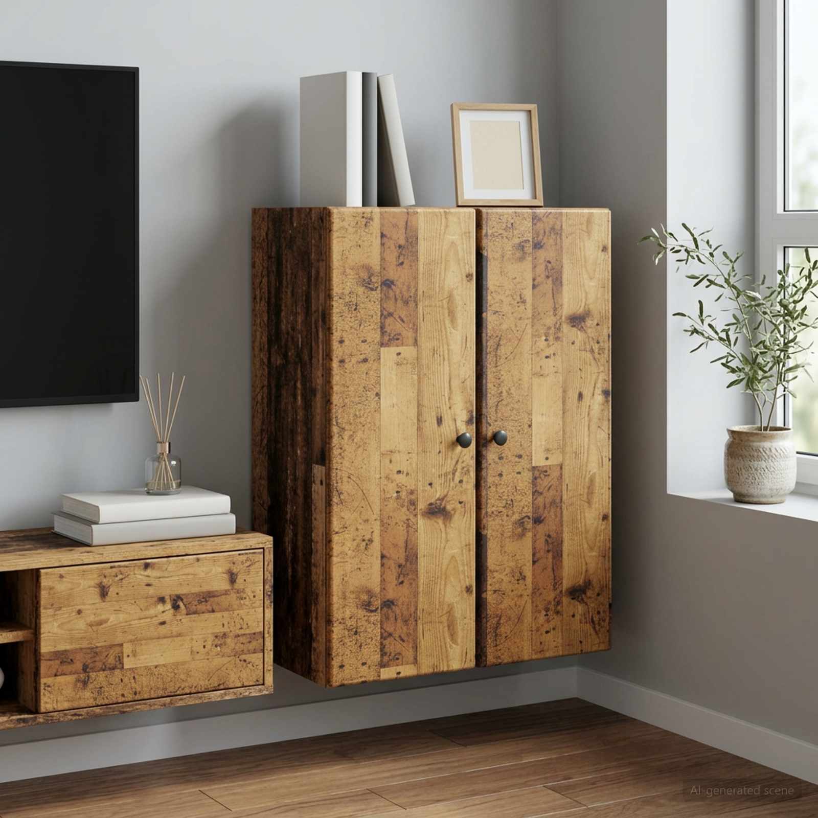 Mobiletto a muro Legno antico 66 x 34,5 x 90 cm | homemem39