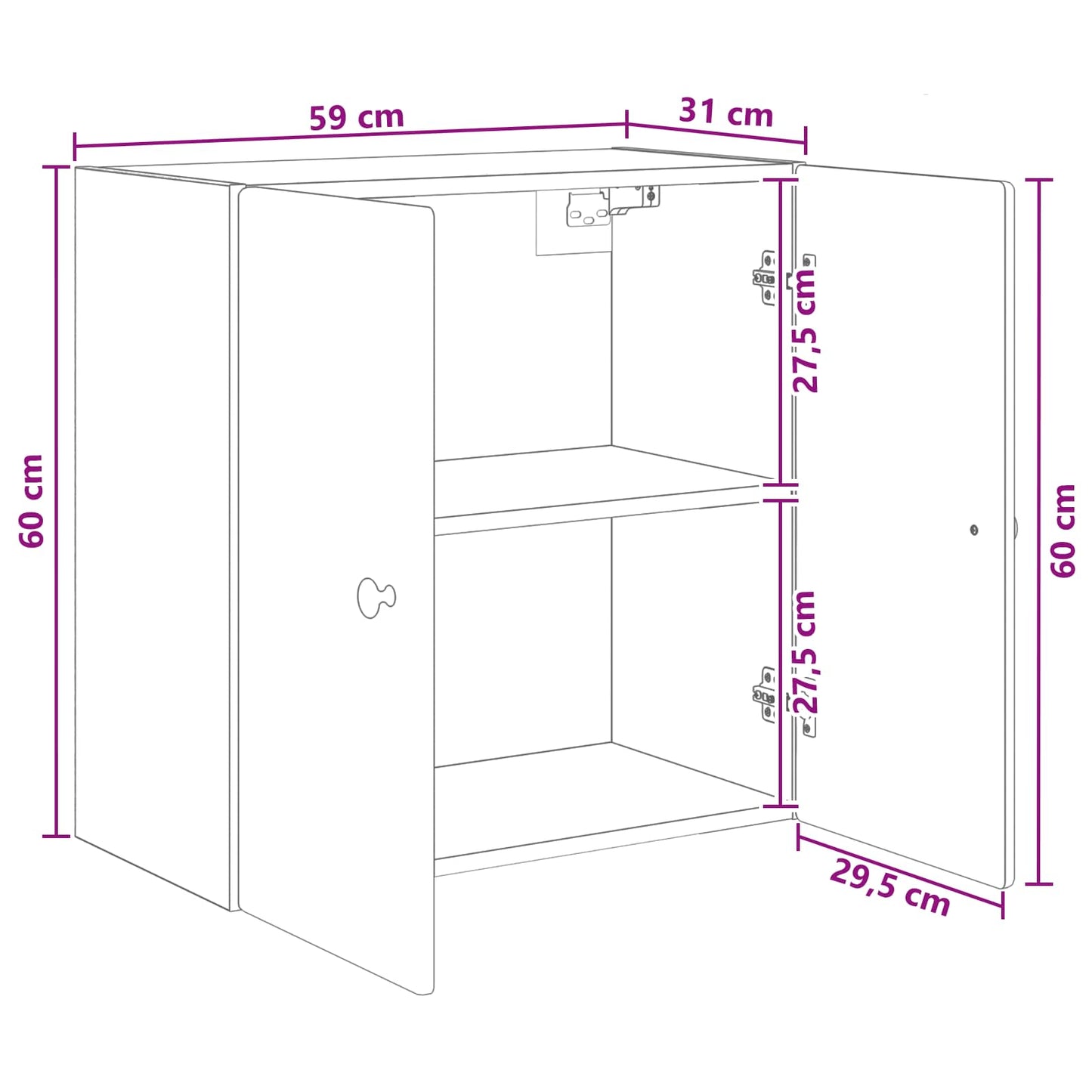 Mobiletto a muro Bianco 59 x 31 x 60 cm Legno ingegnerizzato | homemem39