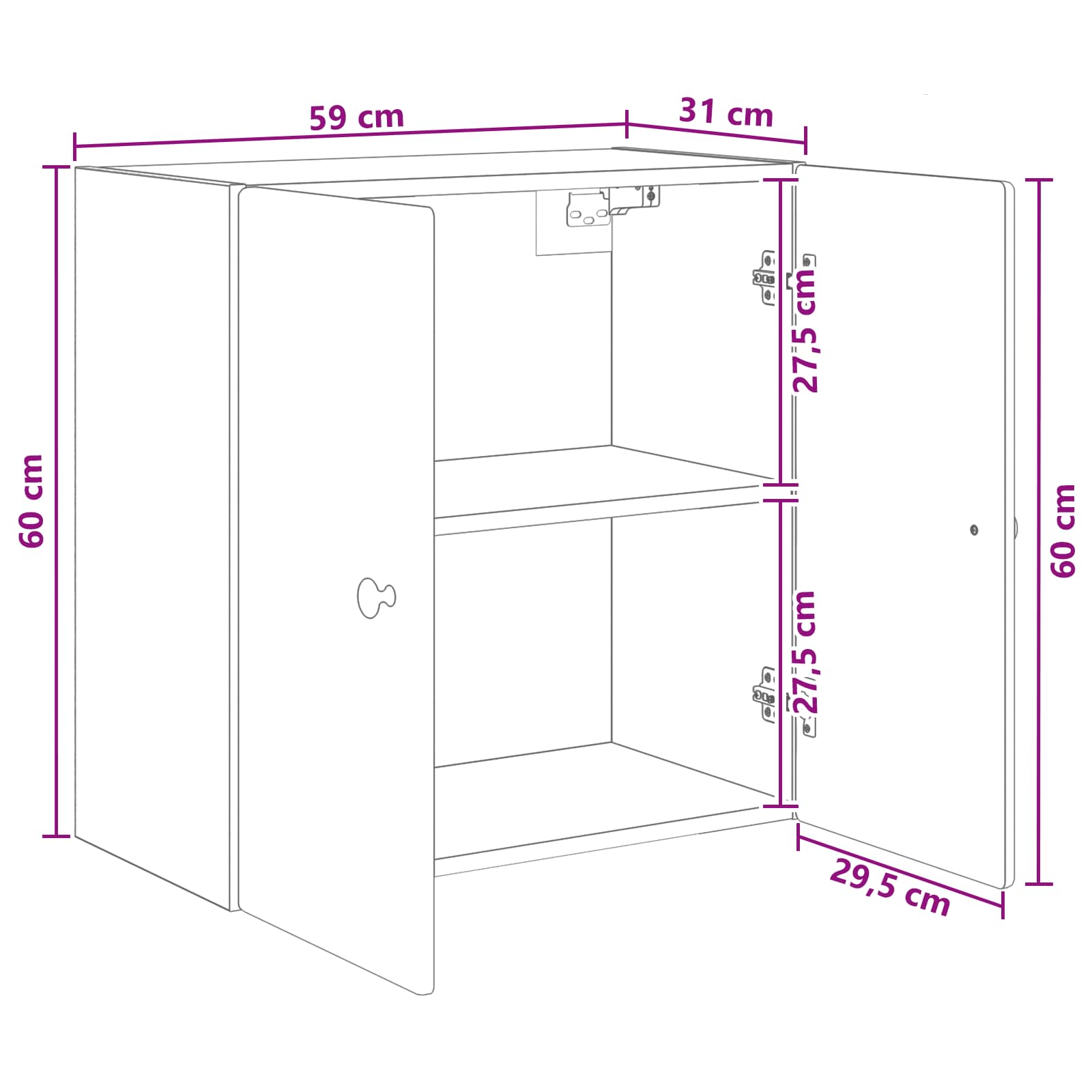 Mobiletto a muro Nero 59 x 31 x 60 cm Legno ingegnerizzato | homemem39