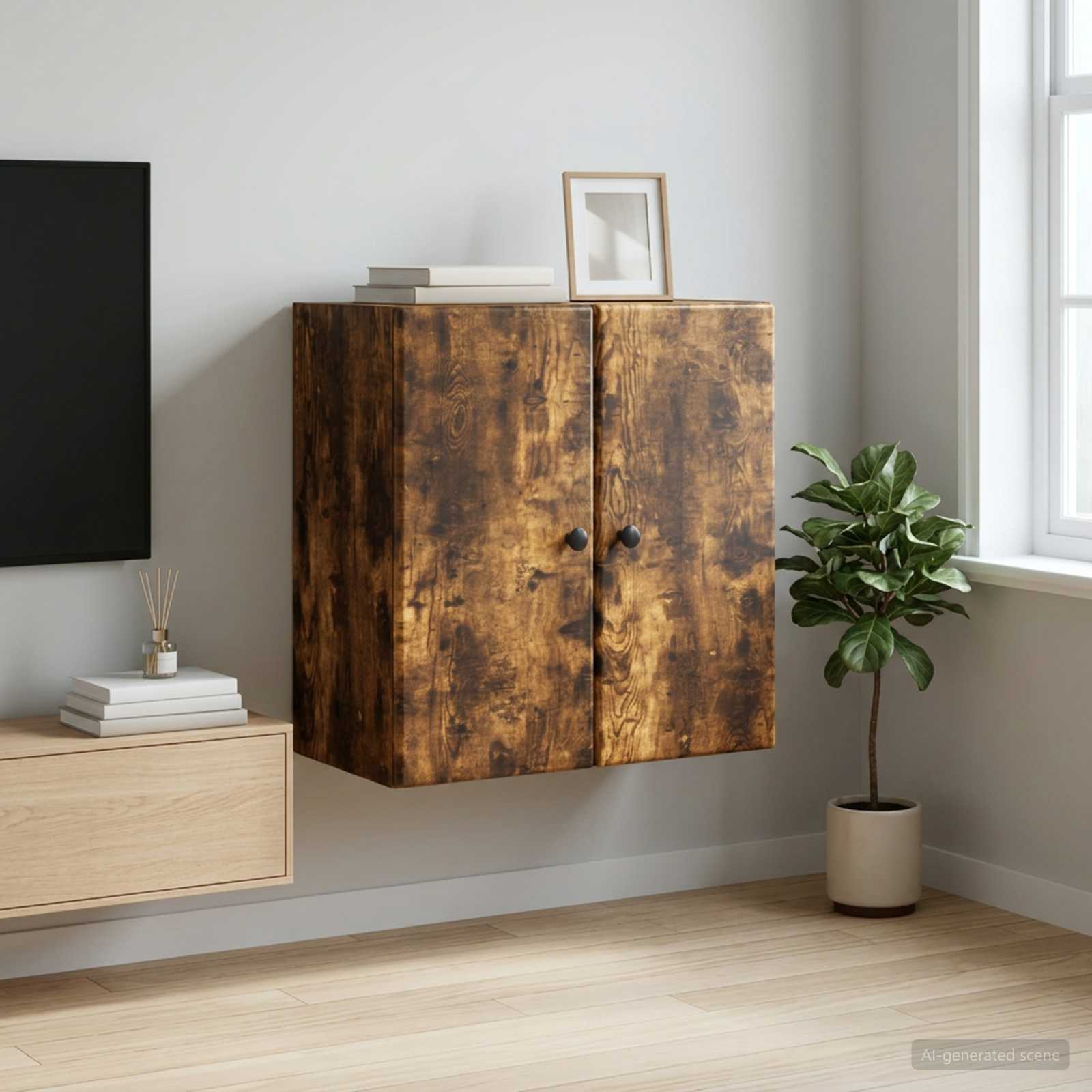 Mobiletto a muro Rovere Fumo 59 x 31 x 60 cm | homemem39