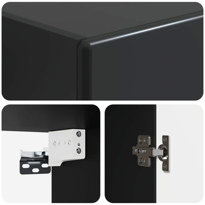 Mobiletto a muro Nero 33 x 34,5 x 90 cm Legno ingegnerizzato | homemem39