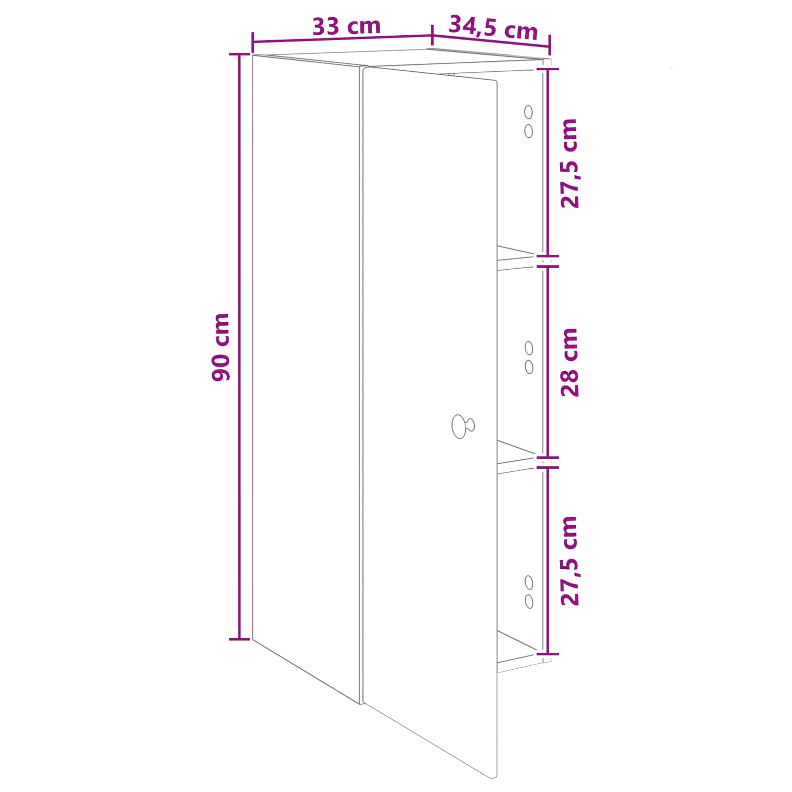 Mobiletto a muro Rovere Artigianale 33 x 34,5 x 90 cm | homemem39