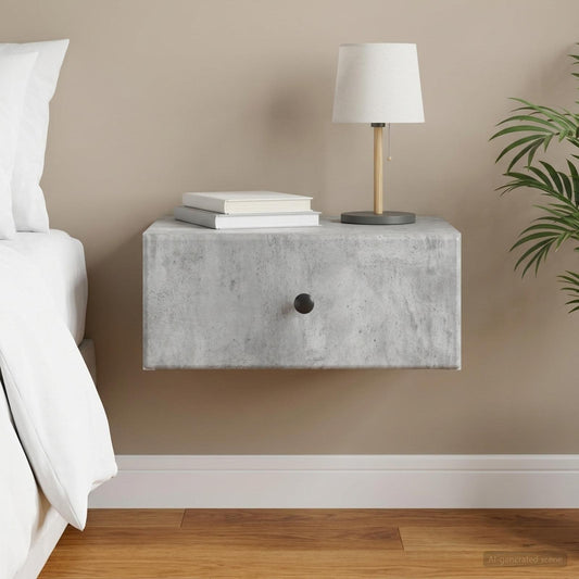 Mobiletto da notte a muro Grigio Cemento 49 x 34,5 x 20 cm | homemem39