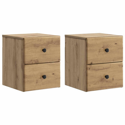 Mobiletto da notte a muro 2 pz Rovere Artigianale