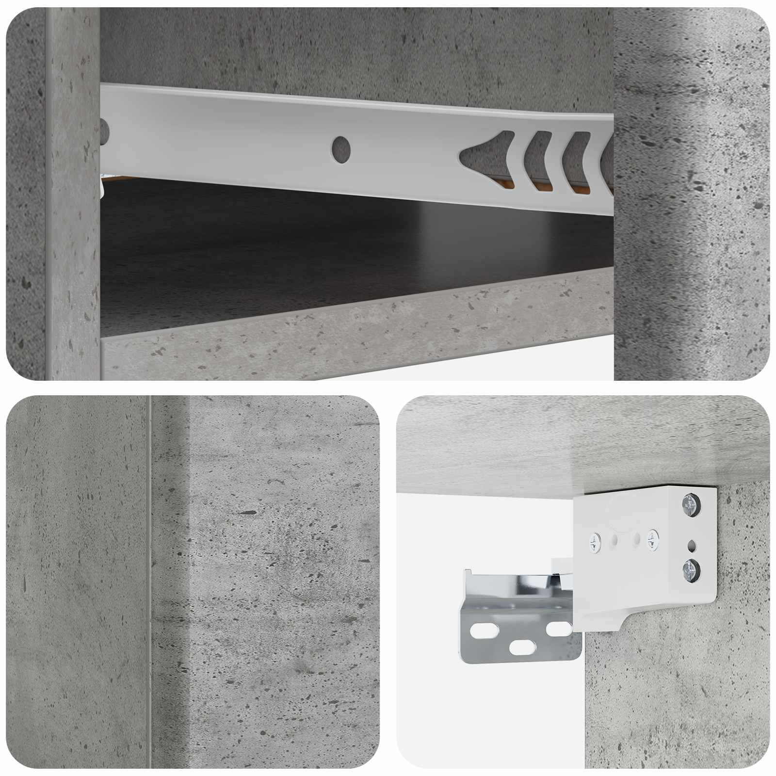 Tavolino da Parete Laterale Grigio Cemento 59 x 34,5 x 17 cm | homemem39