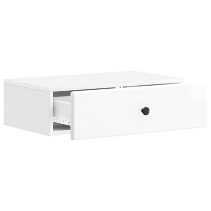 Tavolino da Parete Laterale Bianco Lucido 59 x 34,5 x 17 cm