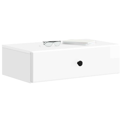 Tavolino da Parete Laterale Bianco Lucido 59 x 34,5 x 17 cm