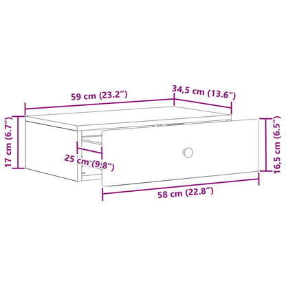 Tavolino da Parete Laterale Bianco Lucido 59 x 34,5 x 17 cm | homemem39