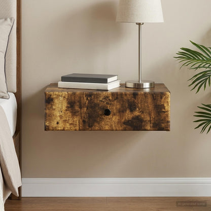 Tavolino da Parete Laterale Rovere Fumo 59 x 34,5 x 17 cm
