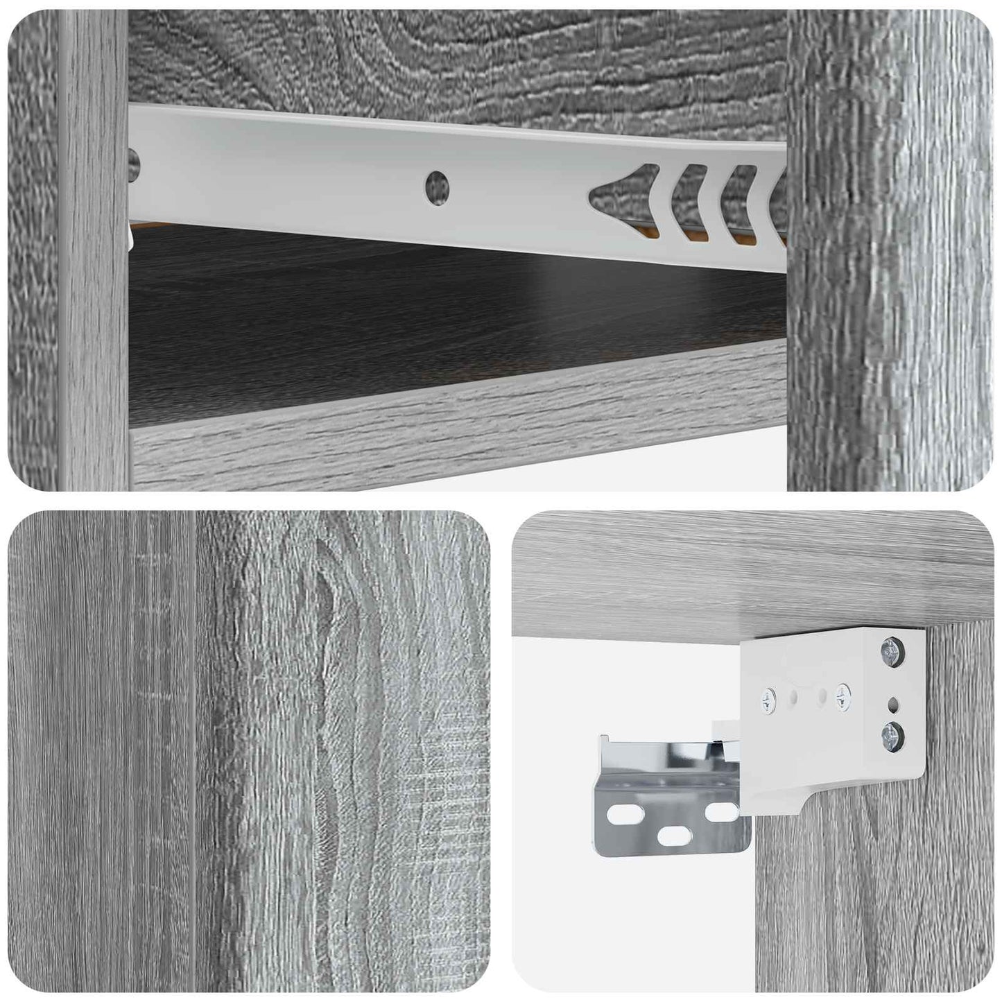 Tavolino da Parete Laterale Grigio Sonoma 59 x 34,5 x 17 cm | homemem39