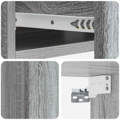 Tavolino da Parete Laterale Grigio Sonoma 59 x 34,5 x 17 cm