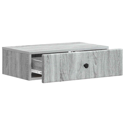 Tavolino da Parete Laterale Grigio Sonoma 59 x 34,5 x 17 cm