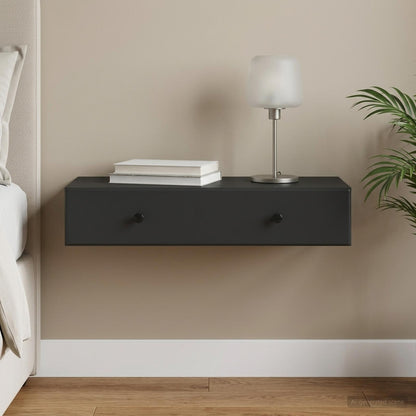 Tavolino da Parete Laterale Nero 87,5 x 34,5 x 17 cm