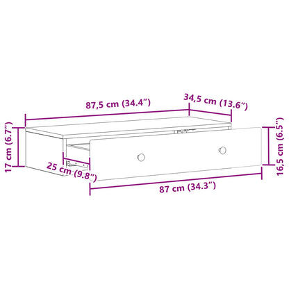 Tavolino da Parete Laterale Rovere Sonoma 87,5 x 34,5 x 17 cm