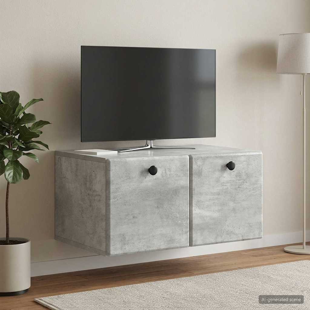 Mobile Porta TV da Muro 59,5 x 41 x 30 cm Grigio Cemento