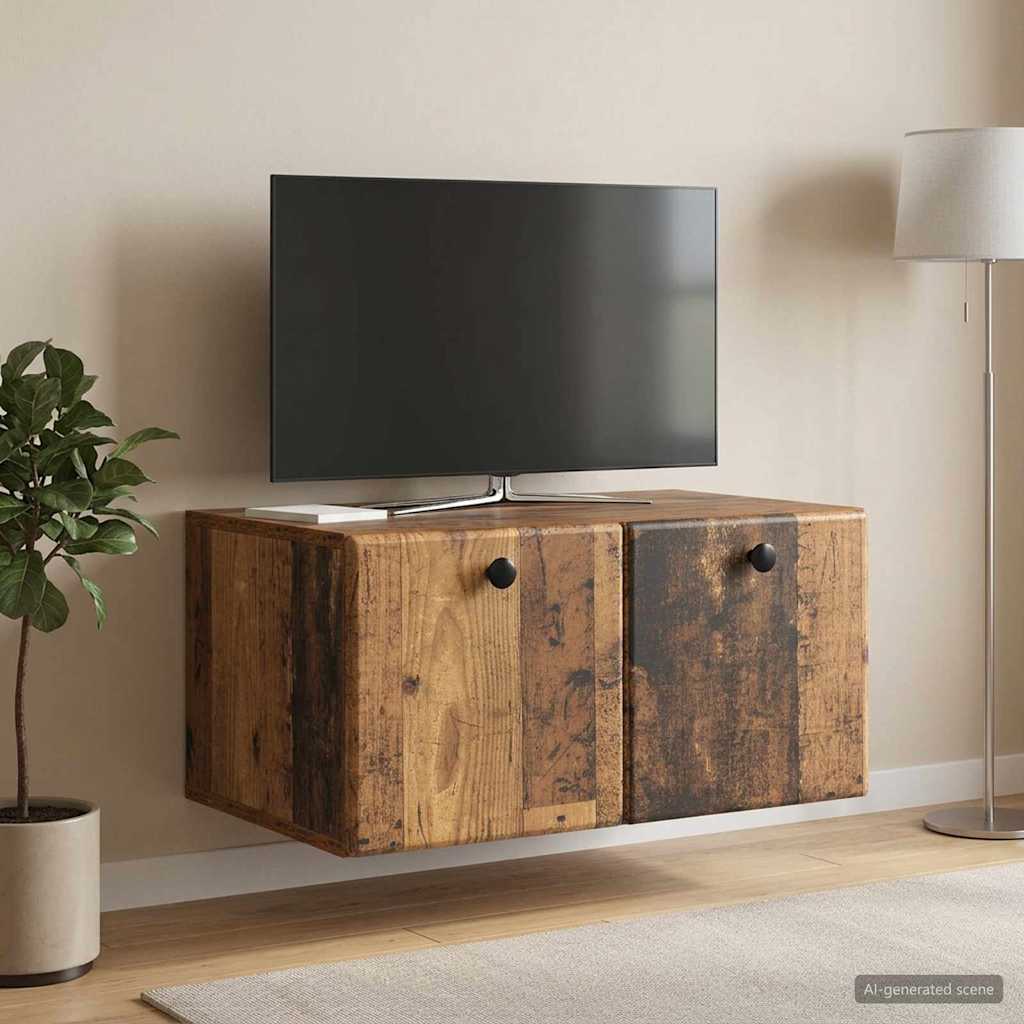 Mobile Porta TV da Muro 59,5 x 41 x 30 cm Legno antico