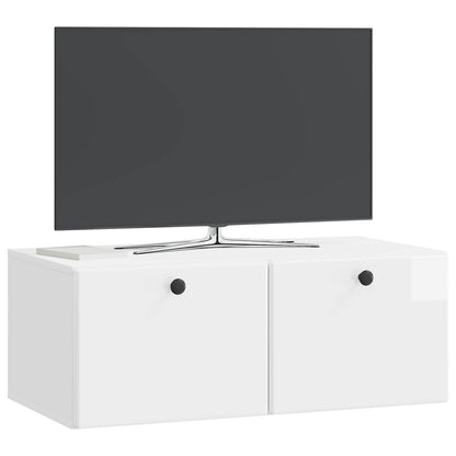 Mobile Porta TV da Muro Bianco Lucido 78,5 x 41 x 30 cm | homemem39