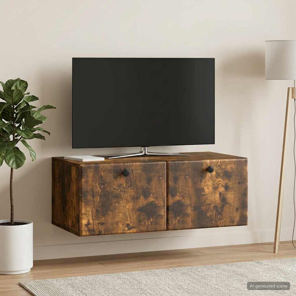 Mobile Porta TV da Muro 78,5 x 41 x 30 cm Rovere Fumo