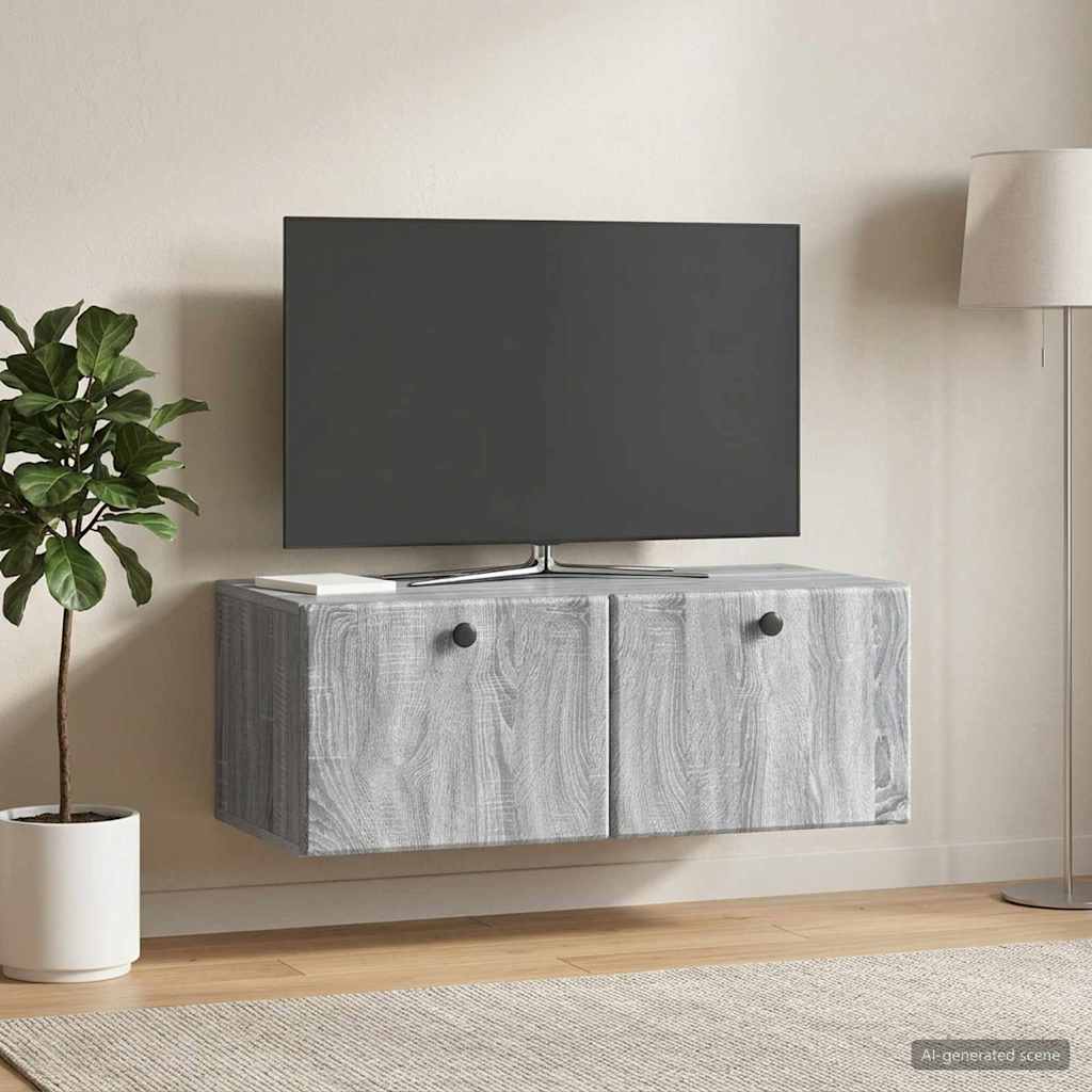 Mobile Porta TV da Muro 78,5 x 41 x 30 cm Sonoma grigio