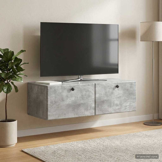 Mobile Porta TV da Muro 98 x 41 x 30 cm Grigio Cemento
