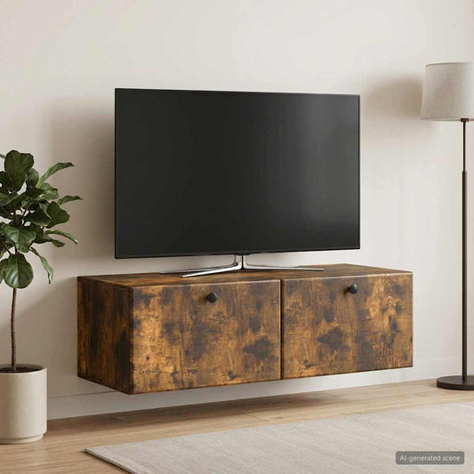Mobile Porta TV da Muro 98 x 41 x 30 cm Rovere Fumo