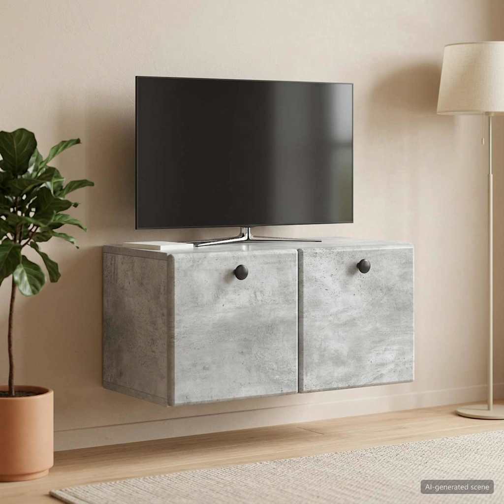 Mobile Porta TV da Muro 59,5 x 31 x 30 cm Grigio Cemento