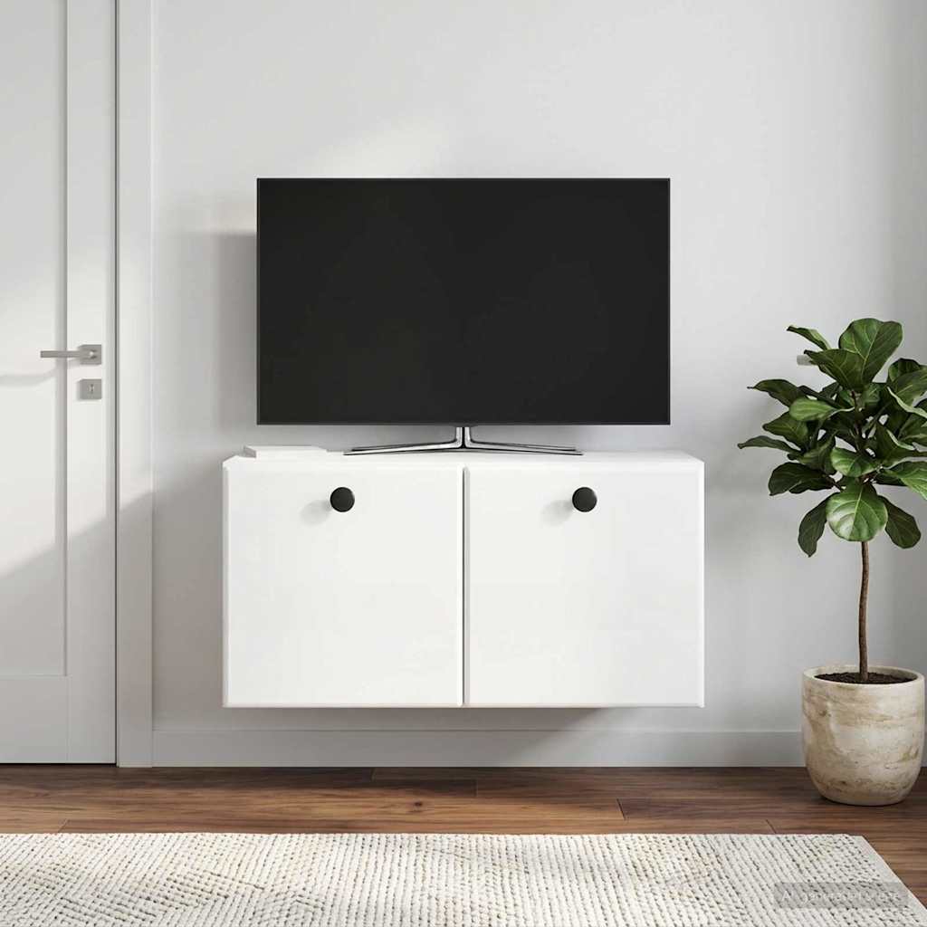 Mobile Porta TV da Muro 59,5 x 31 x 30 cm Bianco Lucido
