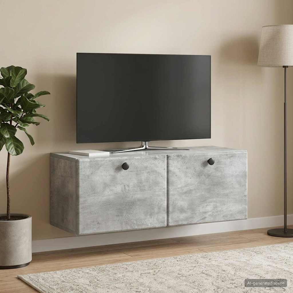 Mobile Porta TV da Muro 78,5 x 31 x 30 cm Grigio Cemento