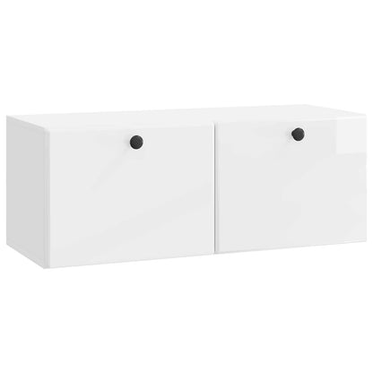 Mobile Porta TV da Muro Bianco Lucido 78,5 x 31 x 30 cm | homemem39