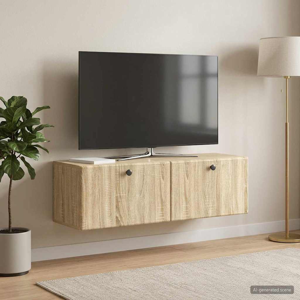 Mobile Porta TV da Muro 98 x 31 x 30 cm Rovere Sonoma