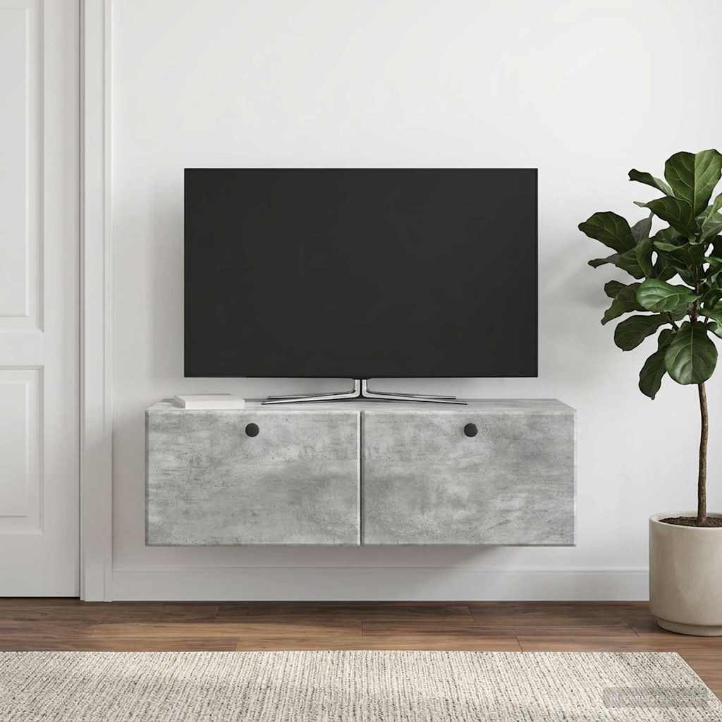 Mobile Porta TV da Muro 98 x 31 x 30 cm Grigio Cemento