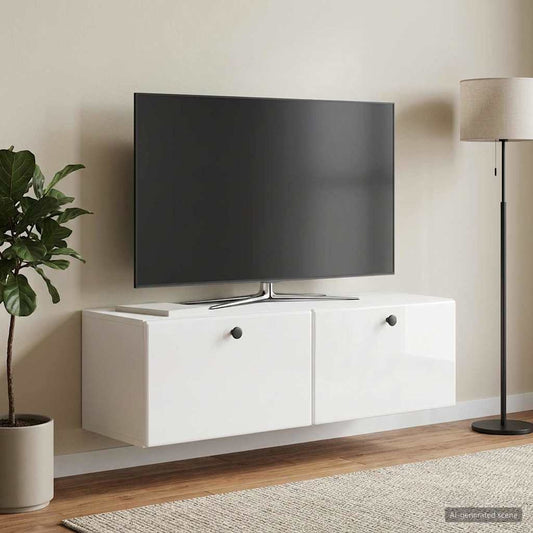 Mobile Porta TV da Muro 98 x 31 x 30 cm Bianco Lucido