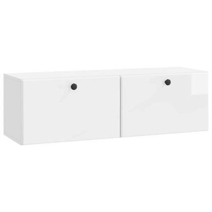 Mobile Porta TV da Muro Bianco Lucido 98 x 31 x 30 cm | homemem39