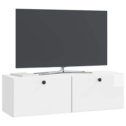 Mobile Porta TV da Muro Bianco Lucido 98 x 31 x 30 cm | homemem39