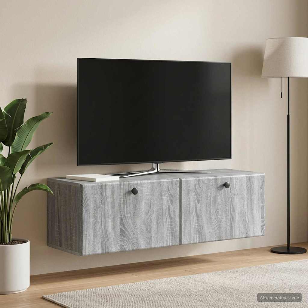 Mobile Porta TV da Muro 98 x 31 x 30 cm Sonoma grigio