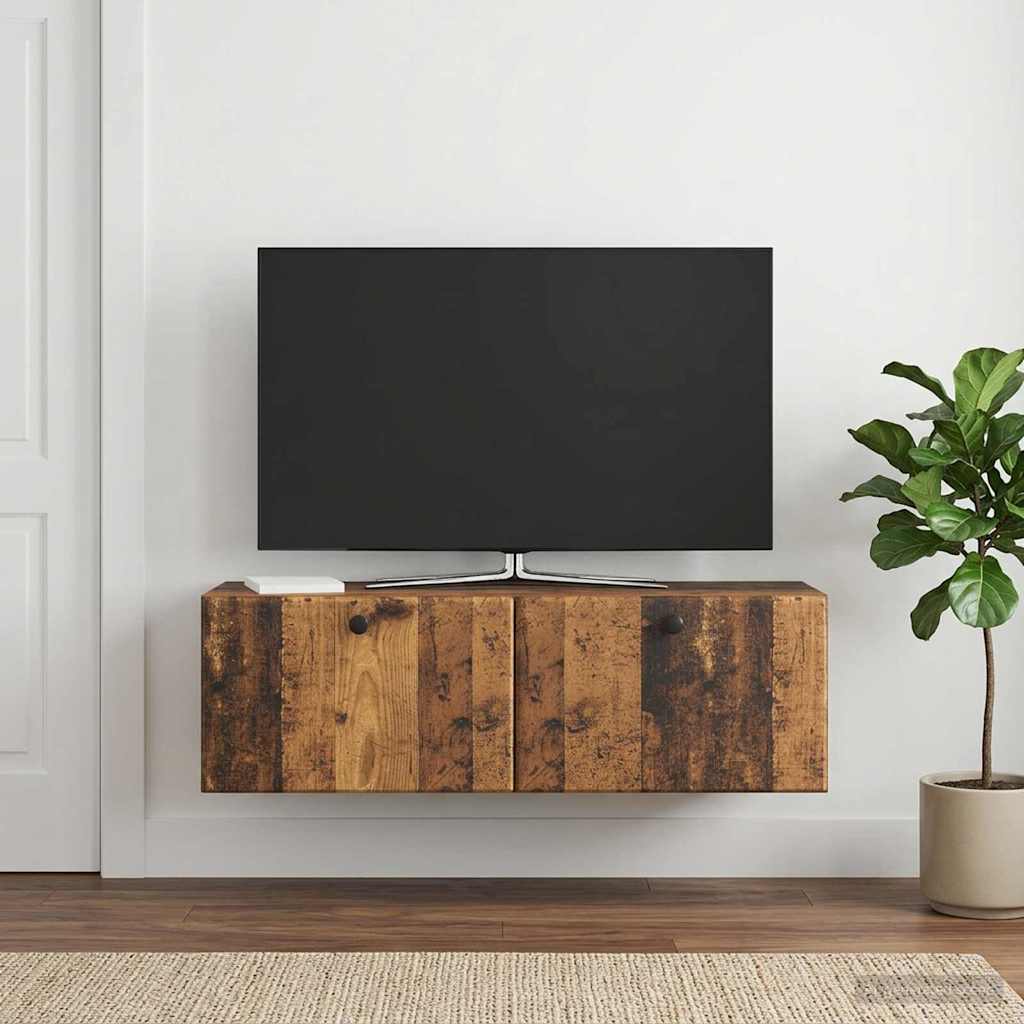 Mobile Porta TV da Muro 98 x 31 x 30 cm Legno antico